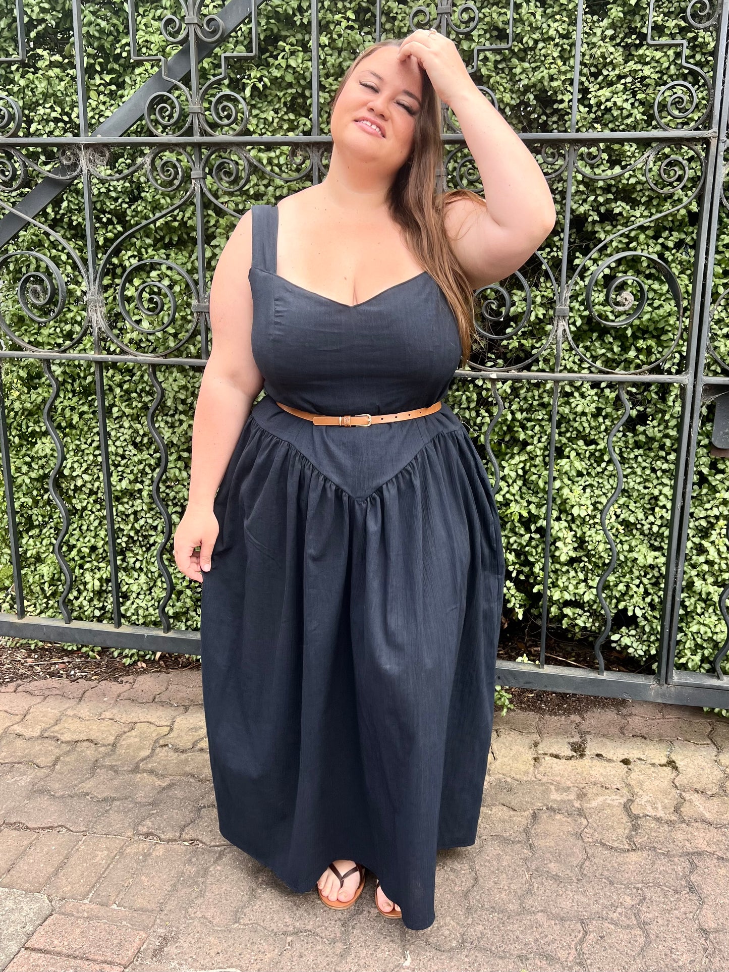 Jessica Dress - Black Crinkle Cotton MADE TO ORDER