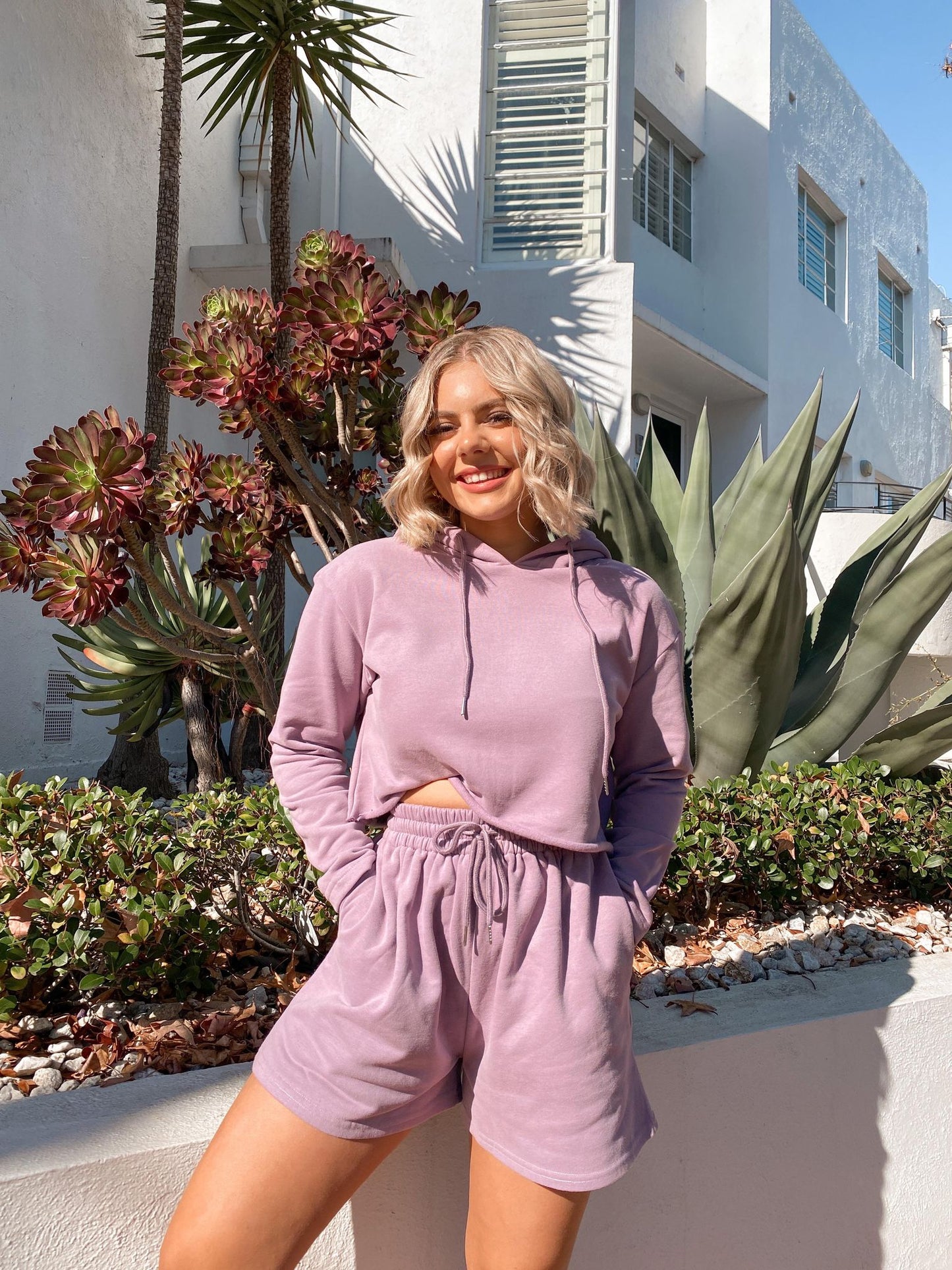 Cropped Hoodie - Lavender Fleecy