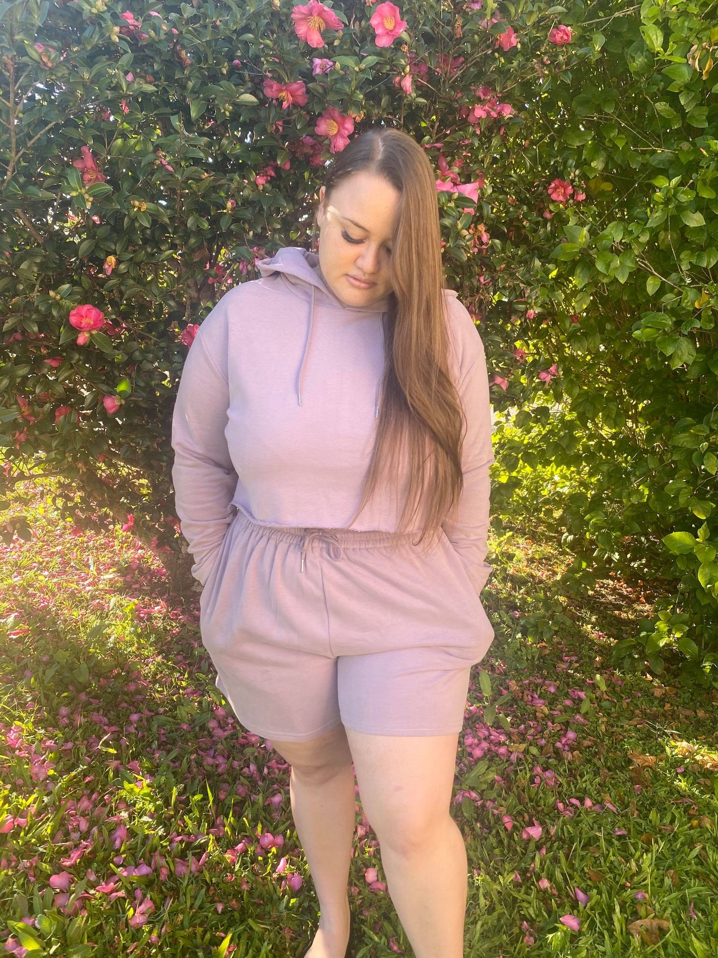 Cropped Hoodie - Lavender Fleecy