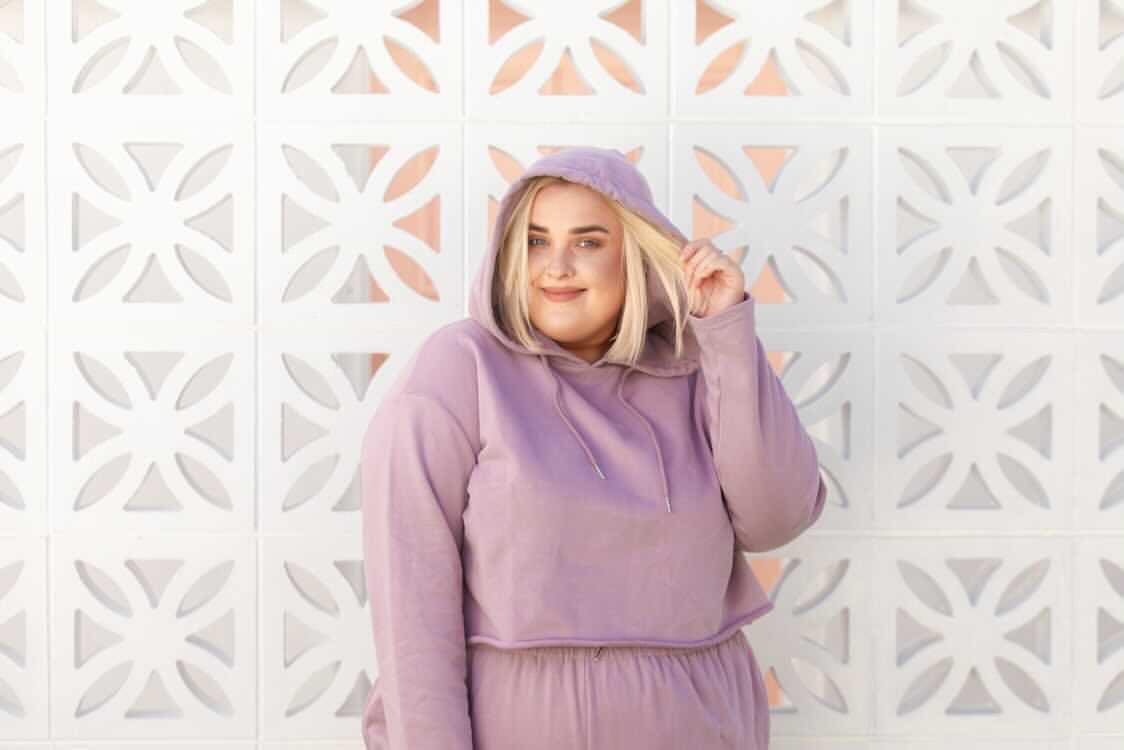 Cropped Hoodie - Lavender Fleecy
